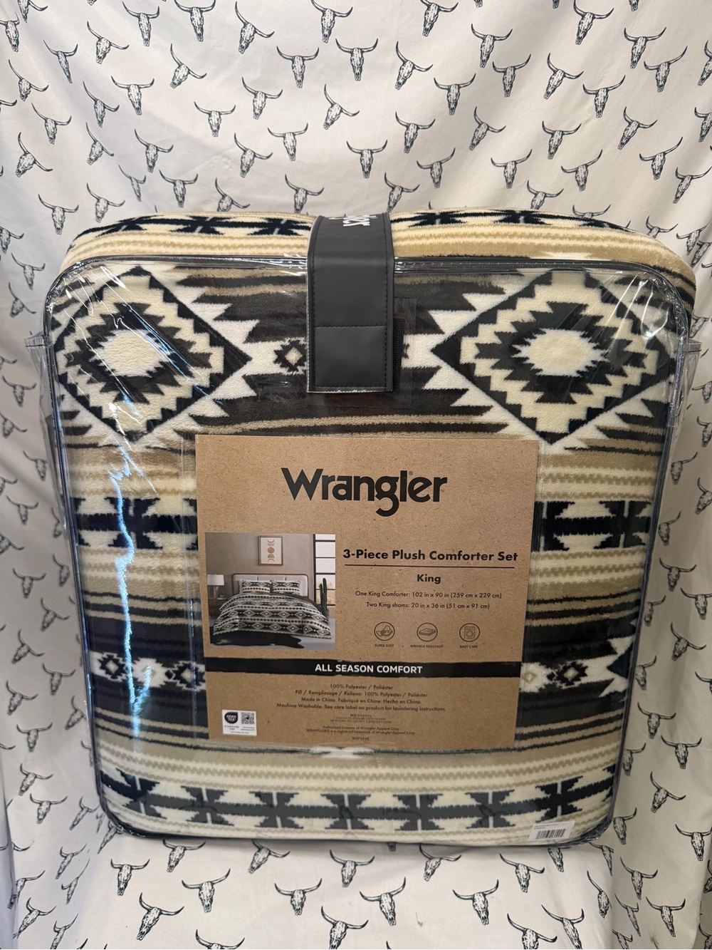 Wrangler Tan, Black & Cream Aztec Plush Comforter Set